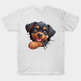 Baby Rottweiler Dog Peeking T-Shirt